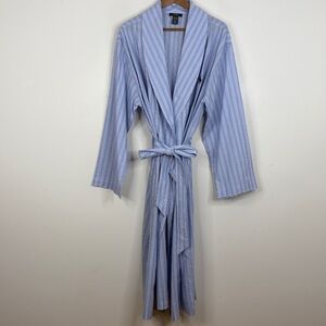 Polo Ralph Lauren Robe Mens Small Medium Blue Stripe Cotton Classic Sleepwear